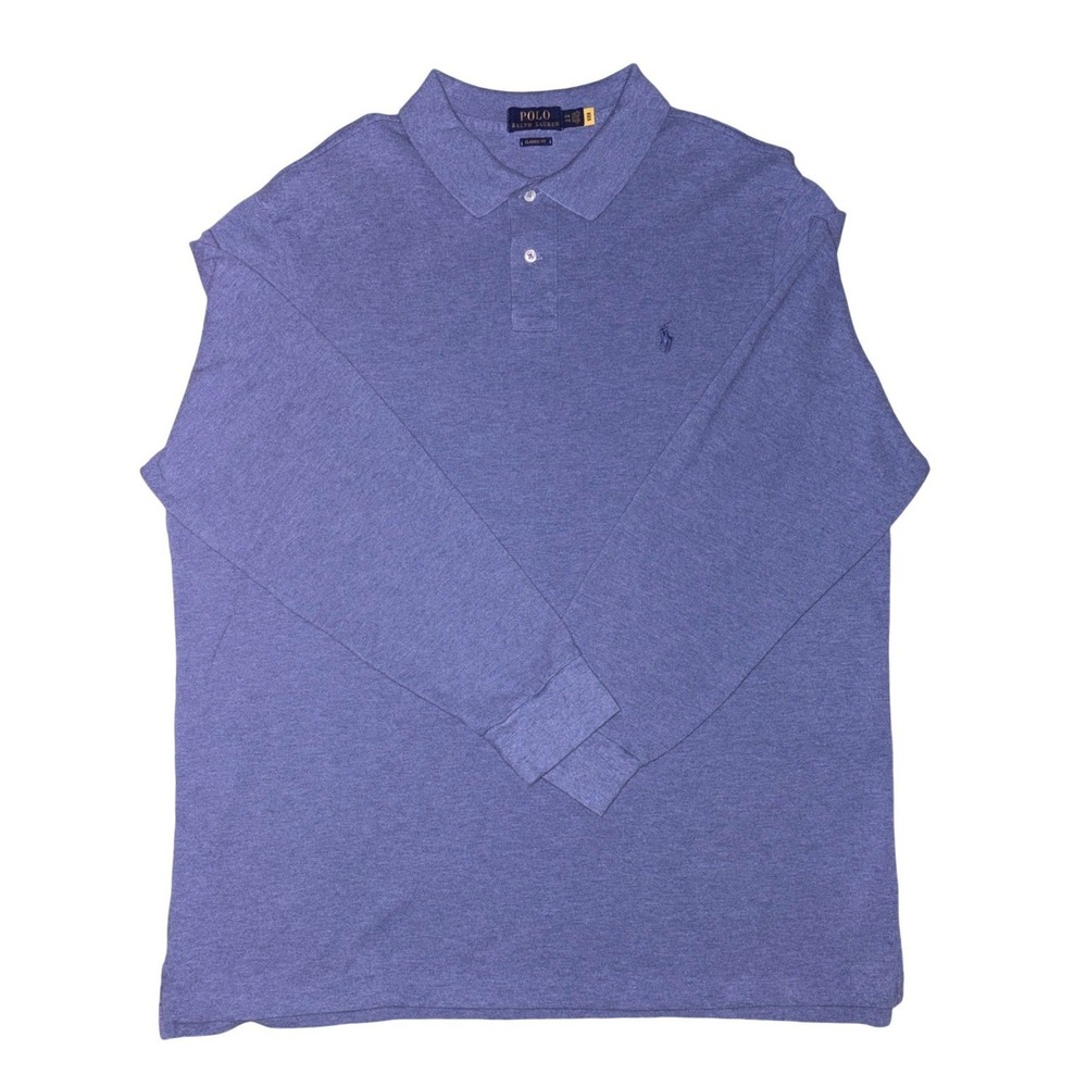 Polo Ralph Lauren Long Sleeve Polo Mens XXL Blue Classic Fit Cotton
